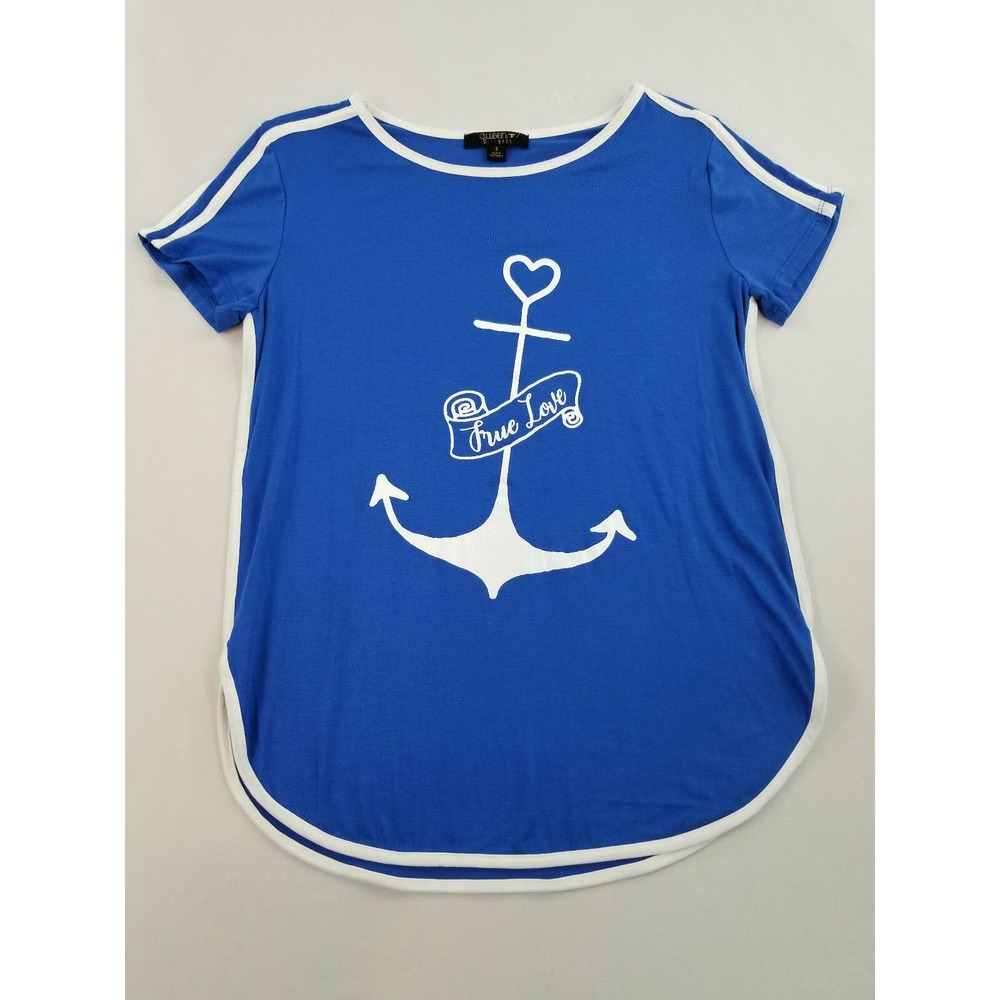 Queen Bees women t-shirt tee true love shirt QT1083 blue white S MSRP $29.99